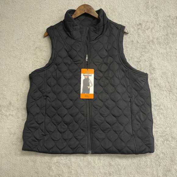 NEW Kirkland Signature Women's XXL Quilted Vest Black 2-Way Stretch Full Zip - Picture 5 of 11